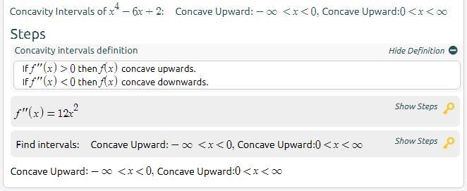 Find intervals of concavity and points of inflection of function y = x^4 - 6x + 2-example-1