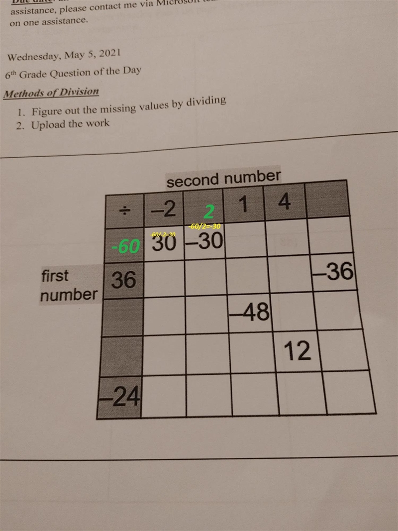 Methods of Division 1. Figure out the missing values by dividing 2. Upload the work-example-2