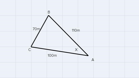 Solve for X in the following triangle using cosine law. Show your work-example-1