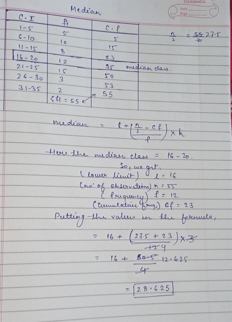 MEAN, MEDIAN AND MODE OF GROUPED DATA-example-2