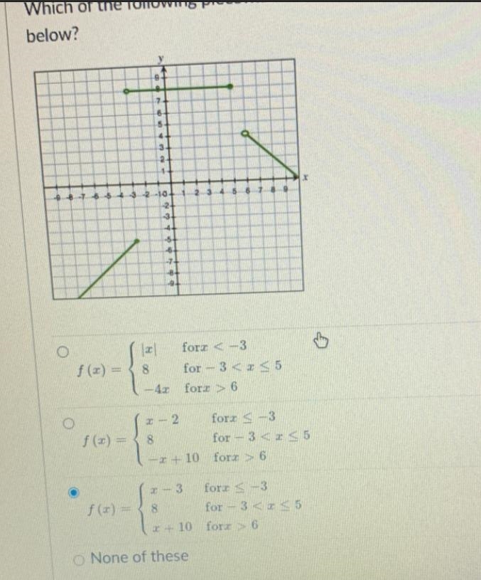 Which of the following piecewise functions best describes the graph below ?The answer-example-1