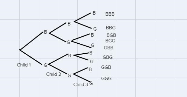 in our 3- children family, what are the possible outcomes of gender of the children-example-1