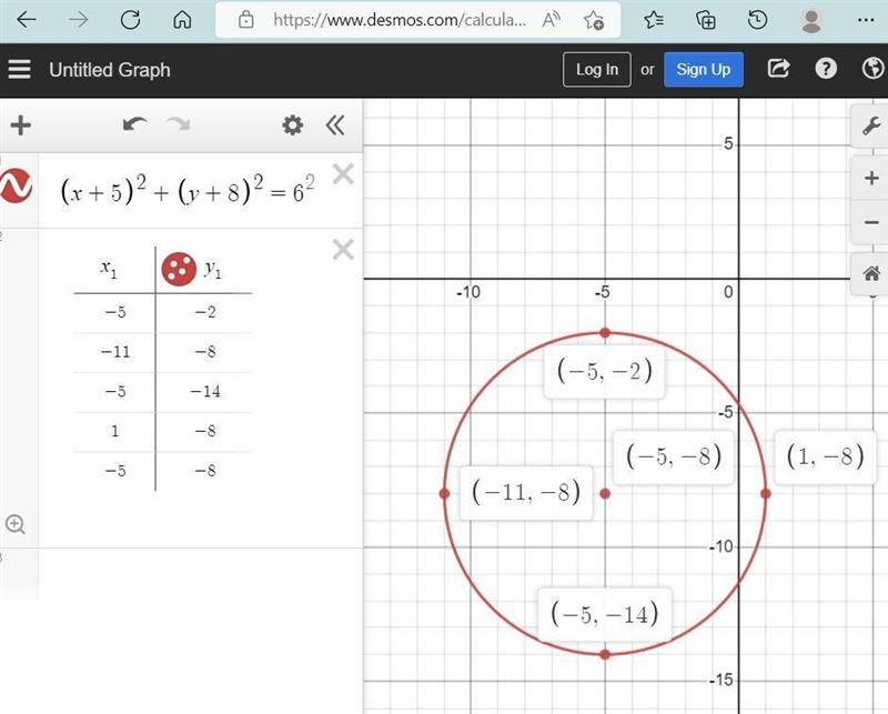 Write the equation of the circle whose center is (-5, -8) with diameter 12-example-1