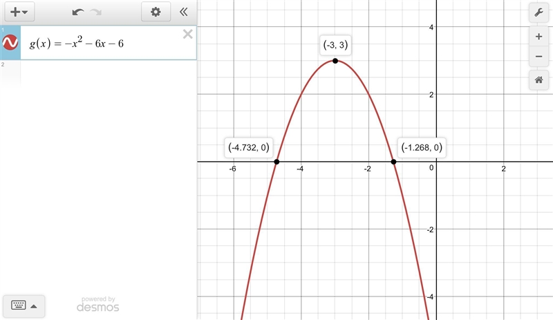 Graph the function. g(x)=-x^2-6x-6-example-1