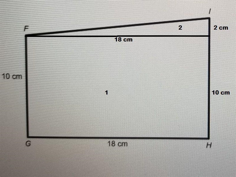 find the area of trapezoid FGHI with vertices G and H that are right angles and sides-example-1