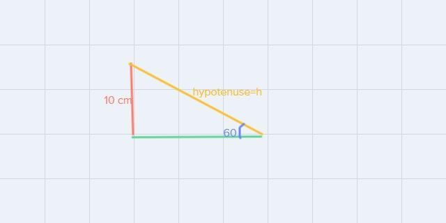 the side opposite the 60 degrees angle measure's 10 cm. what is the measure of the-example-1