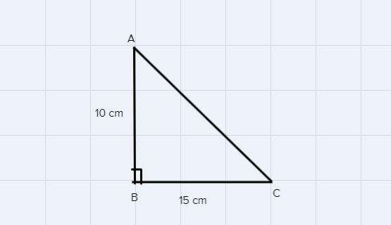 ABC is a triangle for which < ABC = 90°, AB= 10cm and BC=15cm, Find Ac? how do-example-1