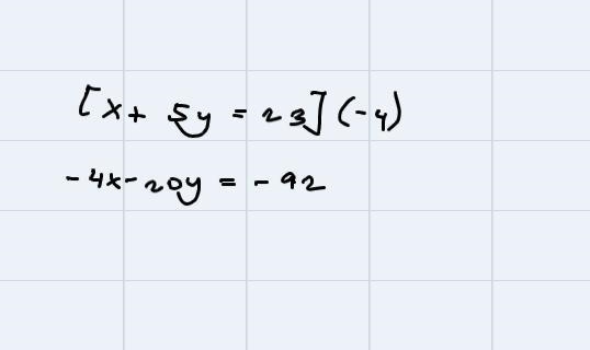 use the method of elimination to solve the following system of equations. if the system-example-1