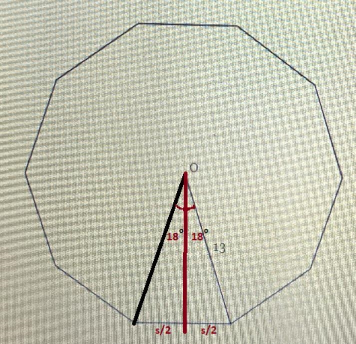 O is the center of the regular decagon below. Find its perimeter. Round to the nearesttenth-example-1