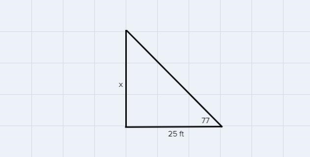 when the sun is 77 degrees above the horizon, a building casts a shadow 25ft long-example-1