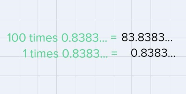 I need help solving a repeated math equation the top is 83 but the bottom is not 100-example-1