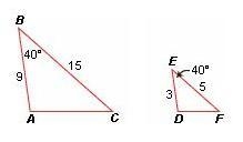 Is ABC DEF? If so identify the similarity postulate or theorem that apples-example-1