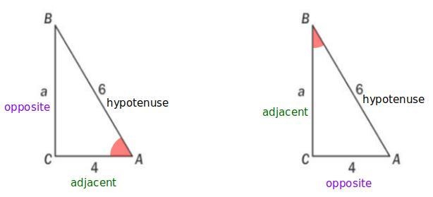 3. Find sin A and cos B exactly. B a C 6 4 A-example-1