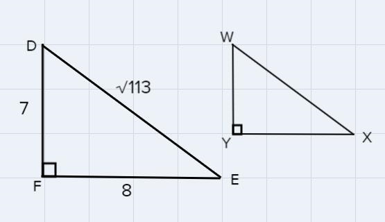 Right triangle WXY is similar to triangle DEF. The following are measurements in right-example-1