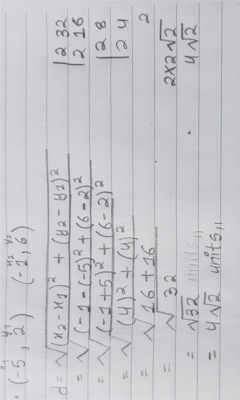 What is the distance between (-5, 2) and (-1, 6). Round to the nearest tenths if necessary-example-1