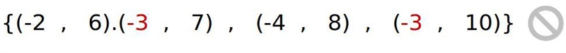 {(-2, 6).(-3, 7), (-4, 8), (-3, 10)} Is it a function or not-example-1