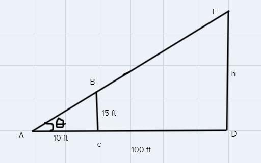 Jack is 15 ft tall and produces a shadow 10 ft long is being stalked produces a shadow-example-1