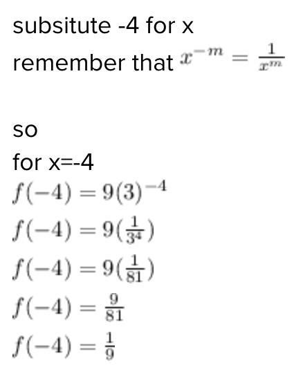 Find f(-4) for f(x)=9(3)^x-example-1