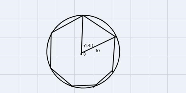 A regular heptagon with 7 sides is inscribed in a circle with radius 10 millimeters-example-1