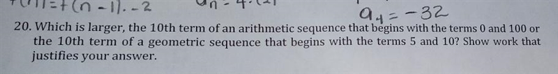 which is the larger, the 10th term of an arithmetic sequence that begins with the-example-1