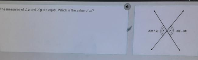 The measure x and y are equal. Which is the value of m-example-1