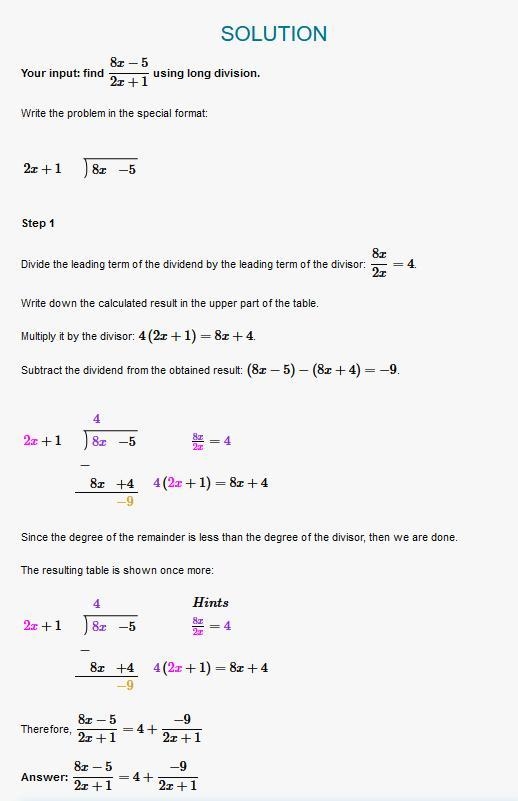 Please help! thank youuuu Use polynomial long division to divide. Determine whether-example-1