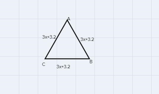 the perimeter of an equilateral triangle is 9x +9.6. draw and label the side lengths-example-1