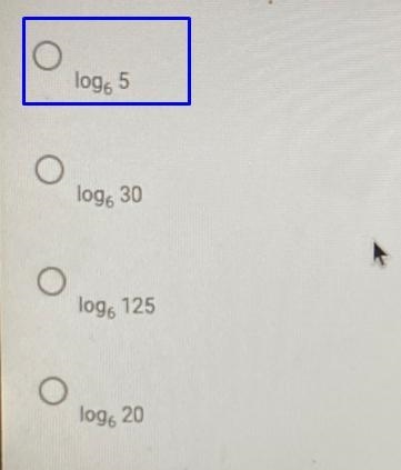 Choose the single logarithmic expression that is equivalent to the one shown.log625-log-example-1