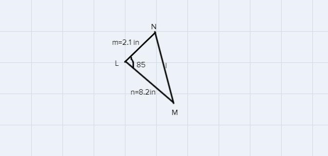 In ️LMN, m=2.1 inches, n=8.2 inches and-example-1