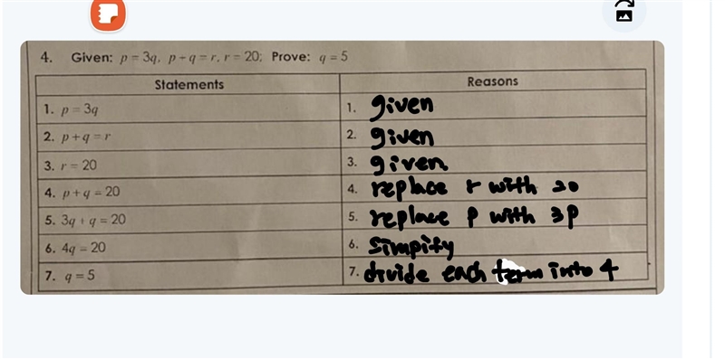 Pleases complete the proof but with each step can you tell me which property of equality-example-1