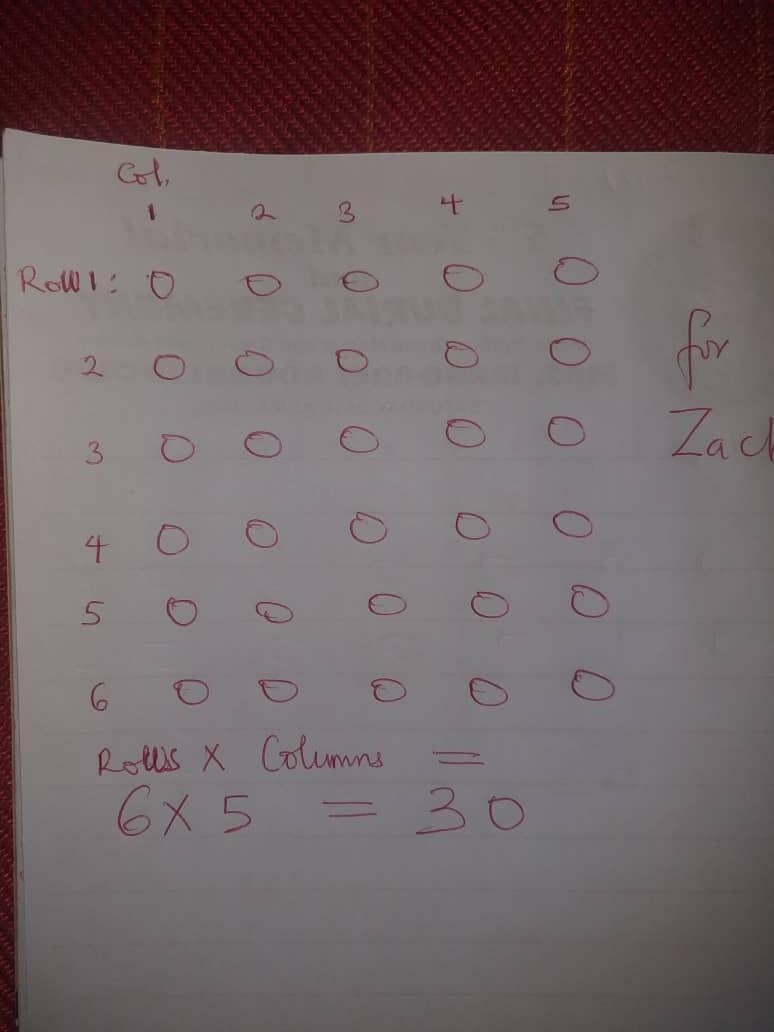 Zach arranges his quarters into 6 rows and 5 columns.David arranges his quaters into-example-2