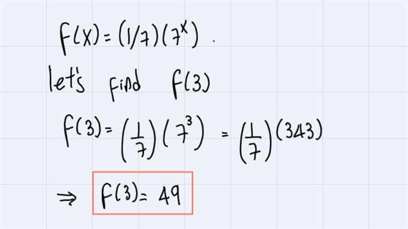 What is f(3) if f(x) = -4x + 3?and f(X) = (1/7)(7^x) if f(3)-example-2