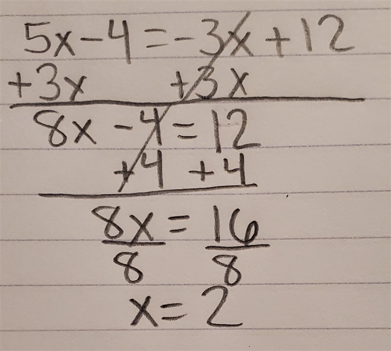 5x-4=-3x+12 What is the answer-example-1