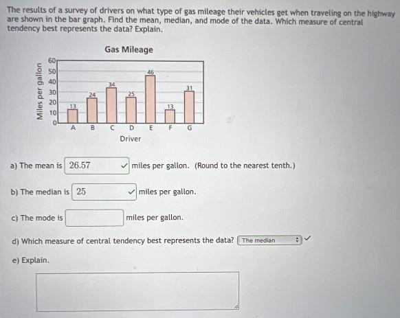 I need help find the mode and explaining for part E-example-1