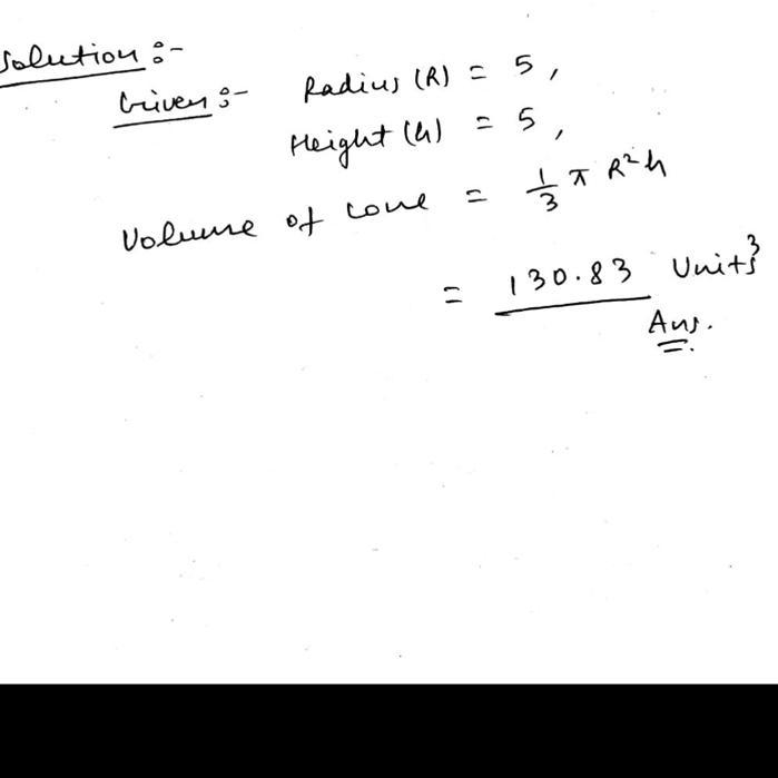 Find the volume of the cone. Either enter an exact answer in terms of π or use 3.14 for-example-1