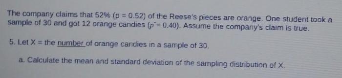 hi, i need help finding the mean and standard deviation. the reeses pieces are just-example-1