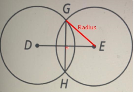 If DE= 10 in and GH= 4in what is the length of the radius? Round to the nearest tenth-example-1