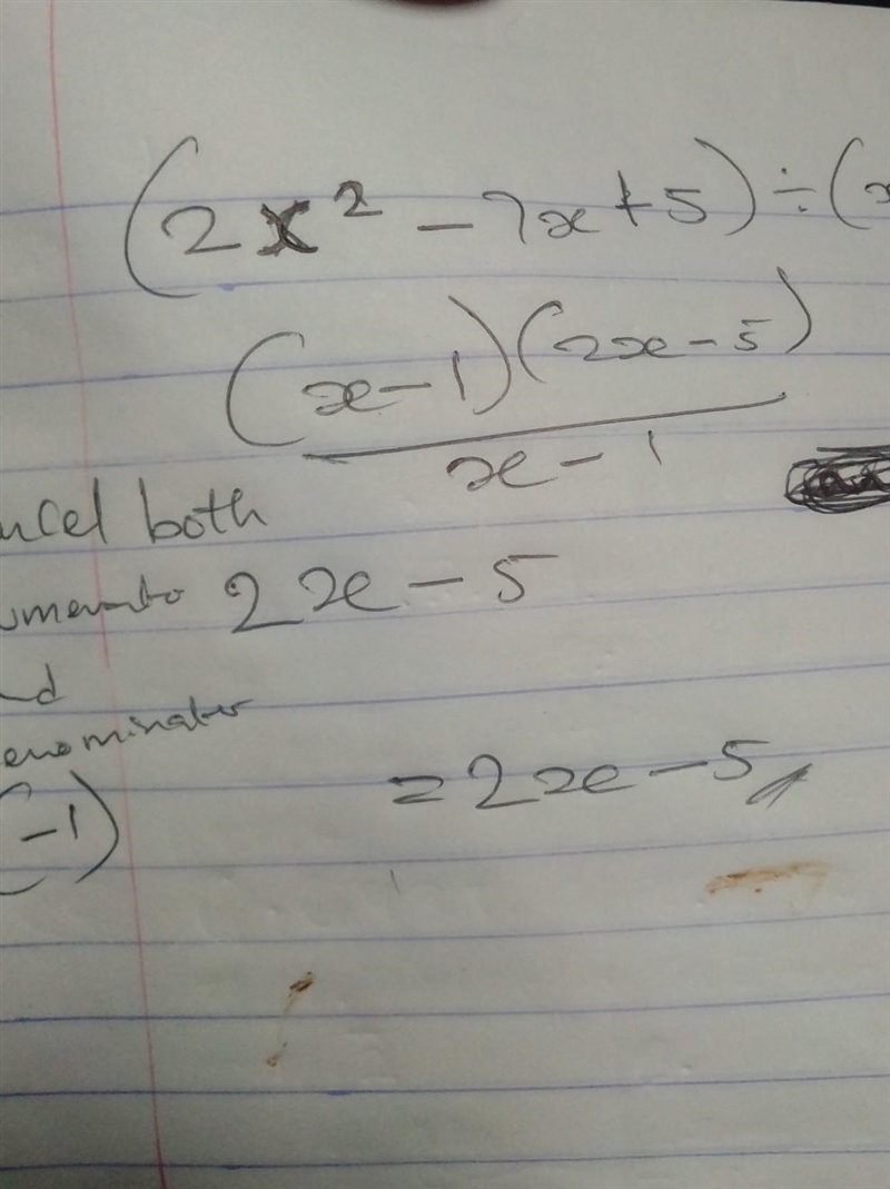 (2x^2 − 7x + 5) ÷ (x − 1)-example-1