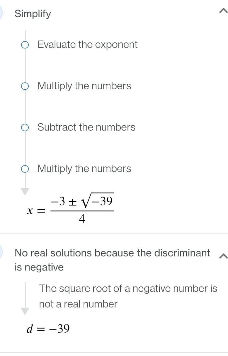 Find the complex solution to the quadratic equation 2x^2 + 3x + 6 = 0. Show all of-example-1