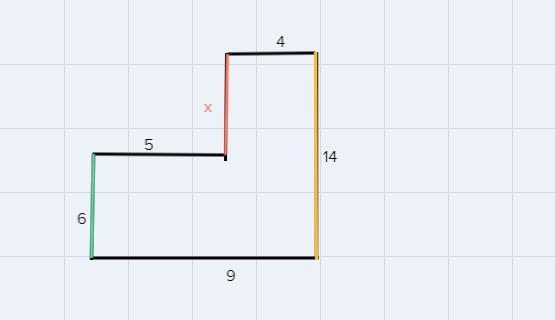 Find the missing side length. Assume that all intersecting sides meet at right angles-example-1