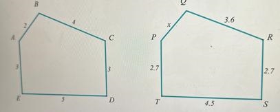 The quadrilaterals ABCD and PQRS are similar.Find the length x of SP.PA14DSC 26BR-example-1