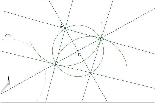 b) Construct a perpendicular line through a point on the given line using the construction-example-1