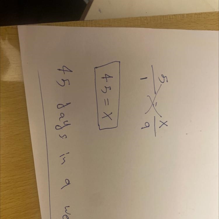 MP.2 Reasoning There are 5 school days in each week. How many school days are in 9 weeks-example-1