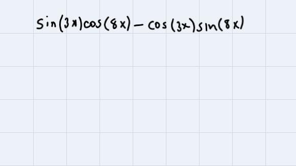 Solve sin(3x)cos(8x) - cos(3x) * sin(8x) = - 0.65 for the smallest positive solution-example-2