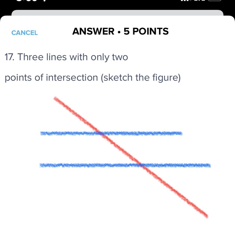 17. Three lines with only two points of intersection (sketch the figure)-example-1