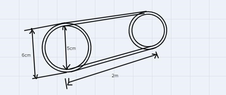 A pipe is 2 meters long and has inside radius of 5 cm and outside radius of 6 cm. Find-example-1