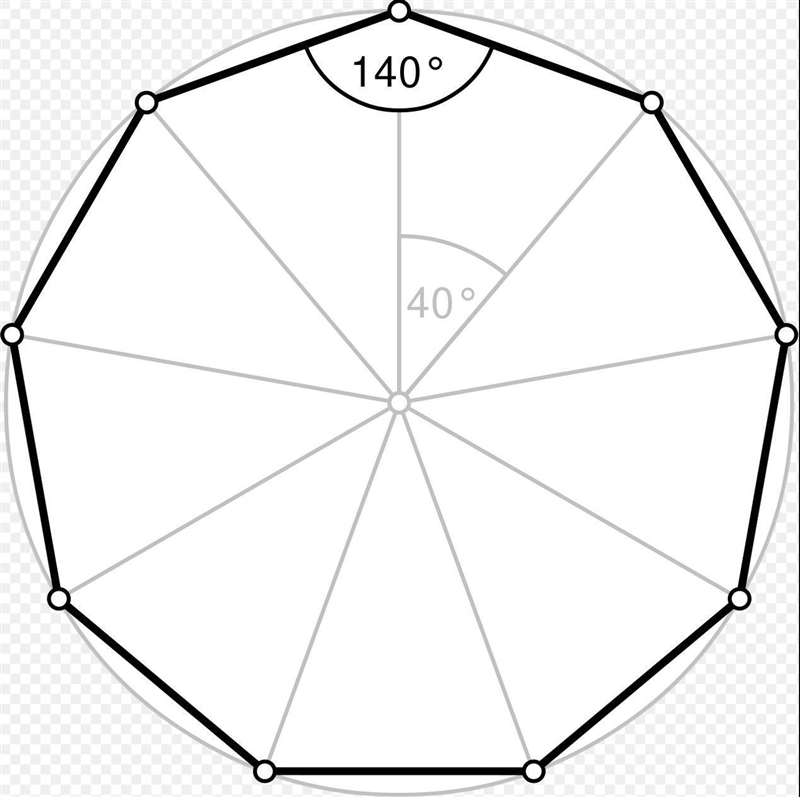 Find the area of a regular nonagon with a radius of 4-example-1