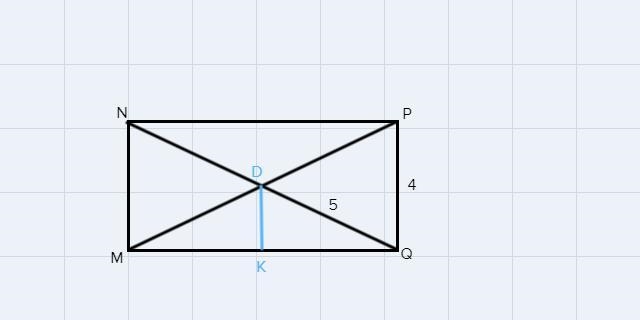 Given Rectangle MNPQ, what is the length of MQ? (Hint: Draw a perpendicular bisector-example-1