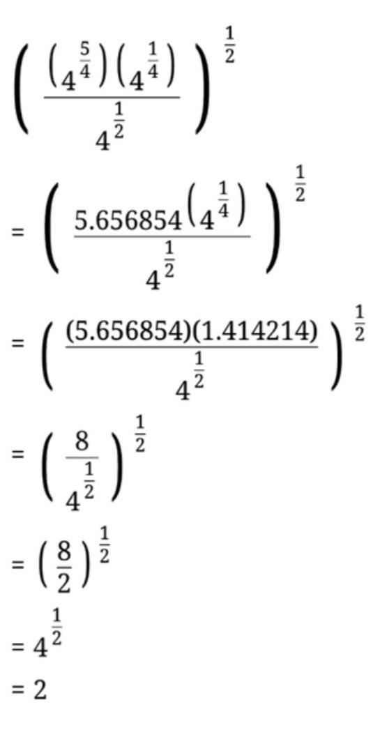 Which expression is equivalent to (4^5/4x4^1/4/4^1/2)^1/2?-example-1