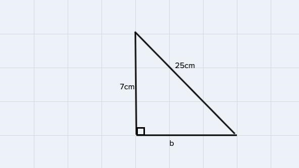 The hypotenuse of right triangle is 25 CM and it's perpendicular distance is 7 CM-example-1